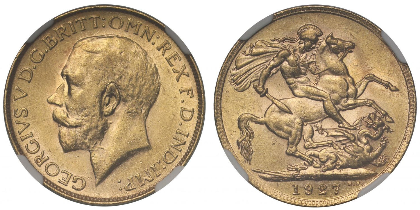 George V 1927-SA Sovereign Pretoria Mint NGC MS62