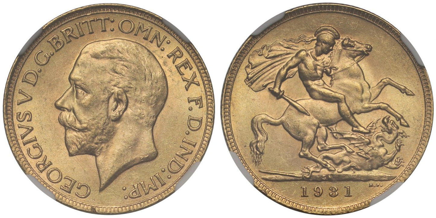 George V 1931-SA Sovereign Pretoria Mint NGC MS64