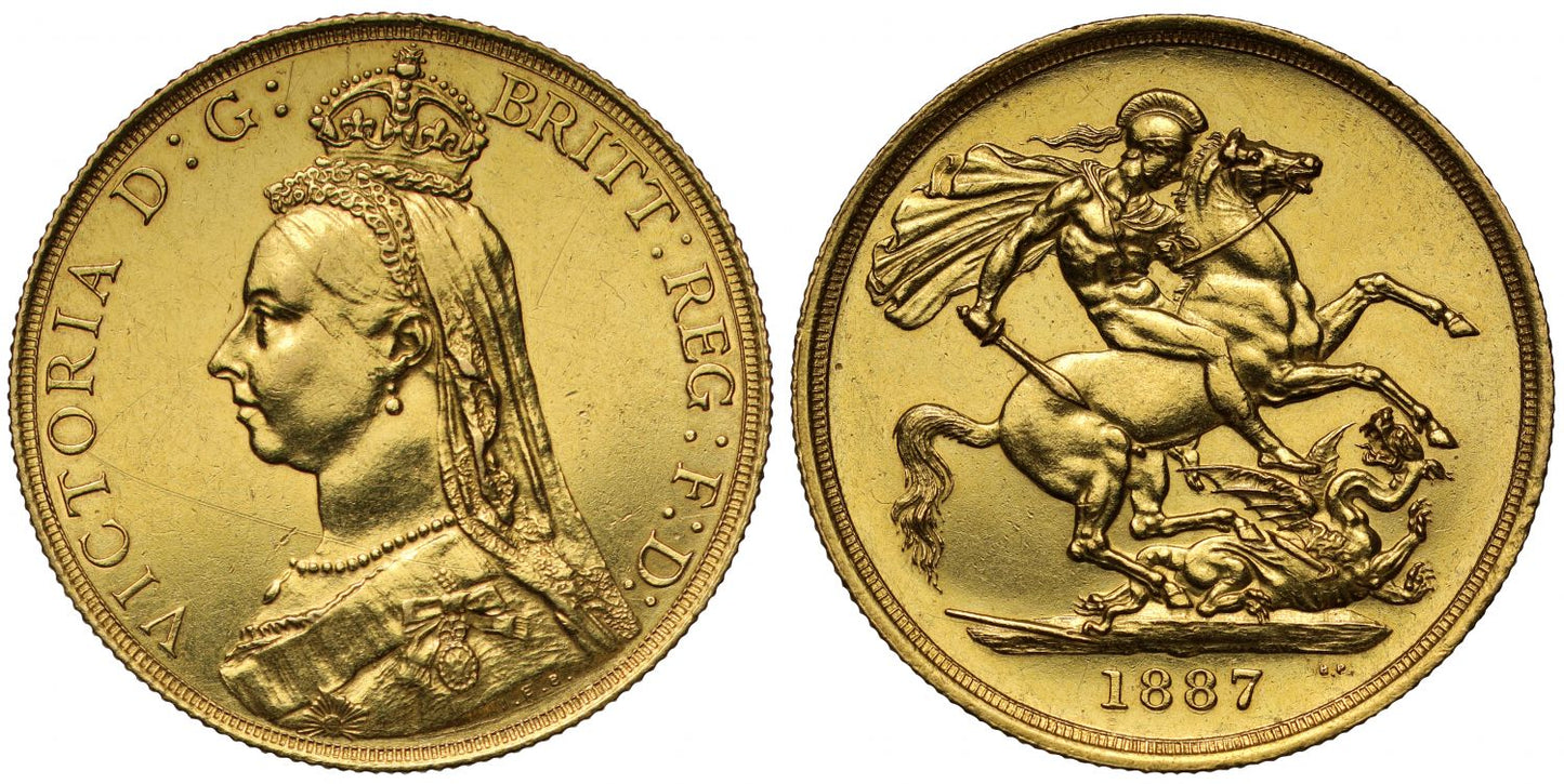 Victoria 1887 Two-Pounds, rare obverse from the proof die DISCH C205 R5
