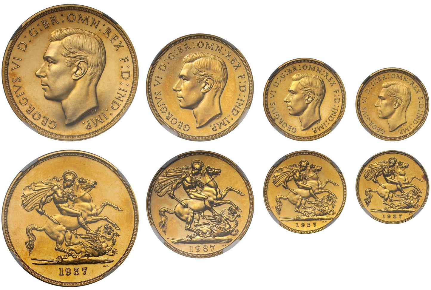 George VI 1937 gold proof Set (slabbed) with case