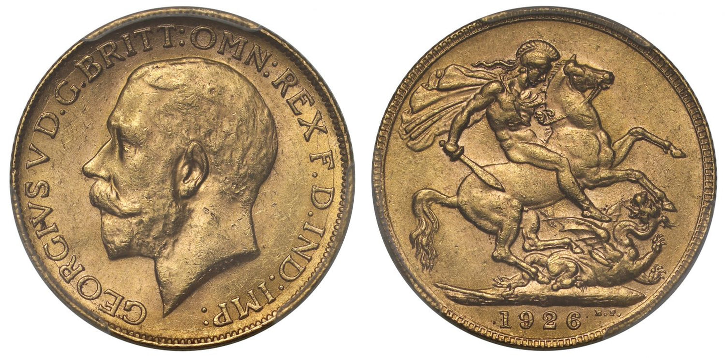 George V 1926-P Sovereign, Perth, MS62
