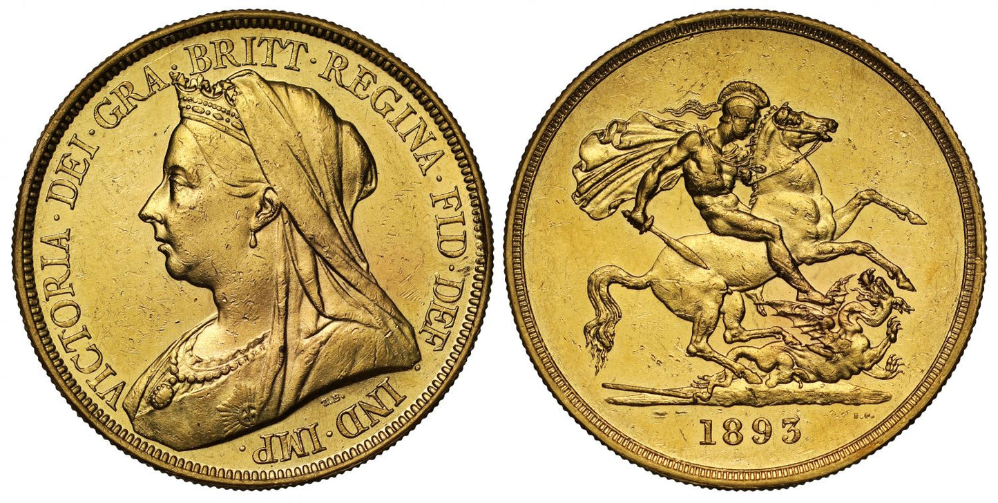 Victoria 1893 Five-Pounds, old head