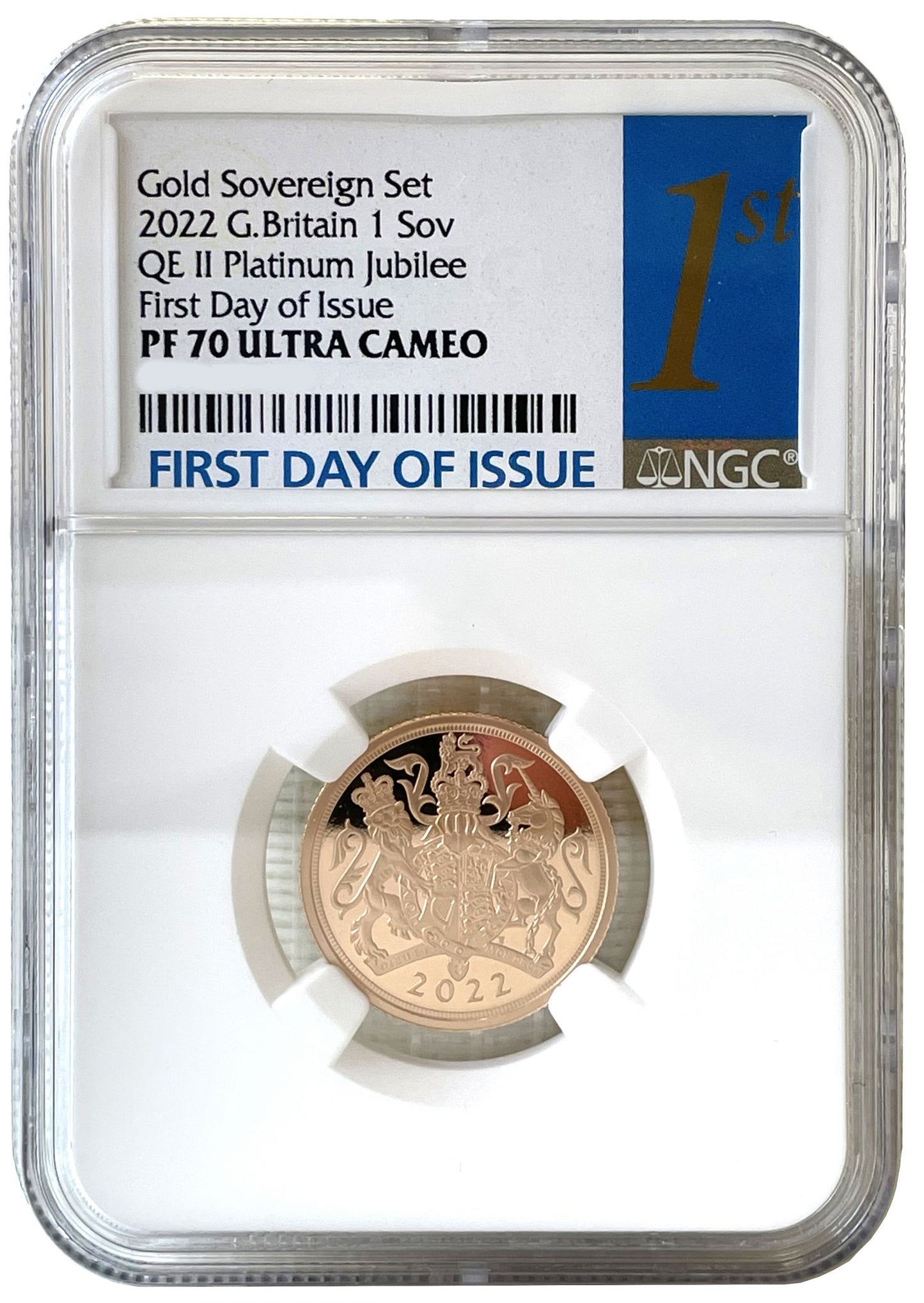 * QEII 2022 PF70UC FDI Sovereign, one year type