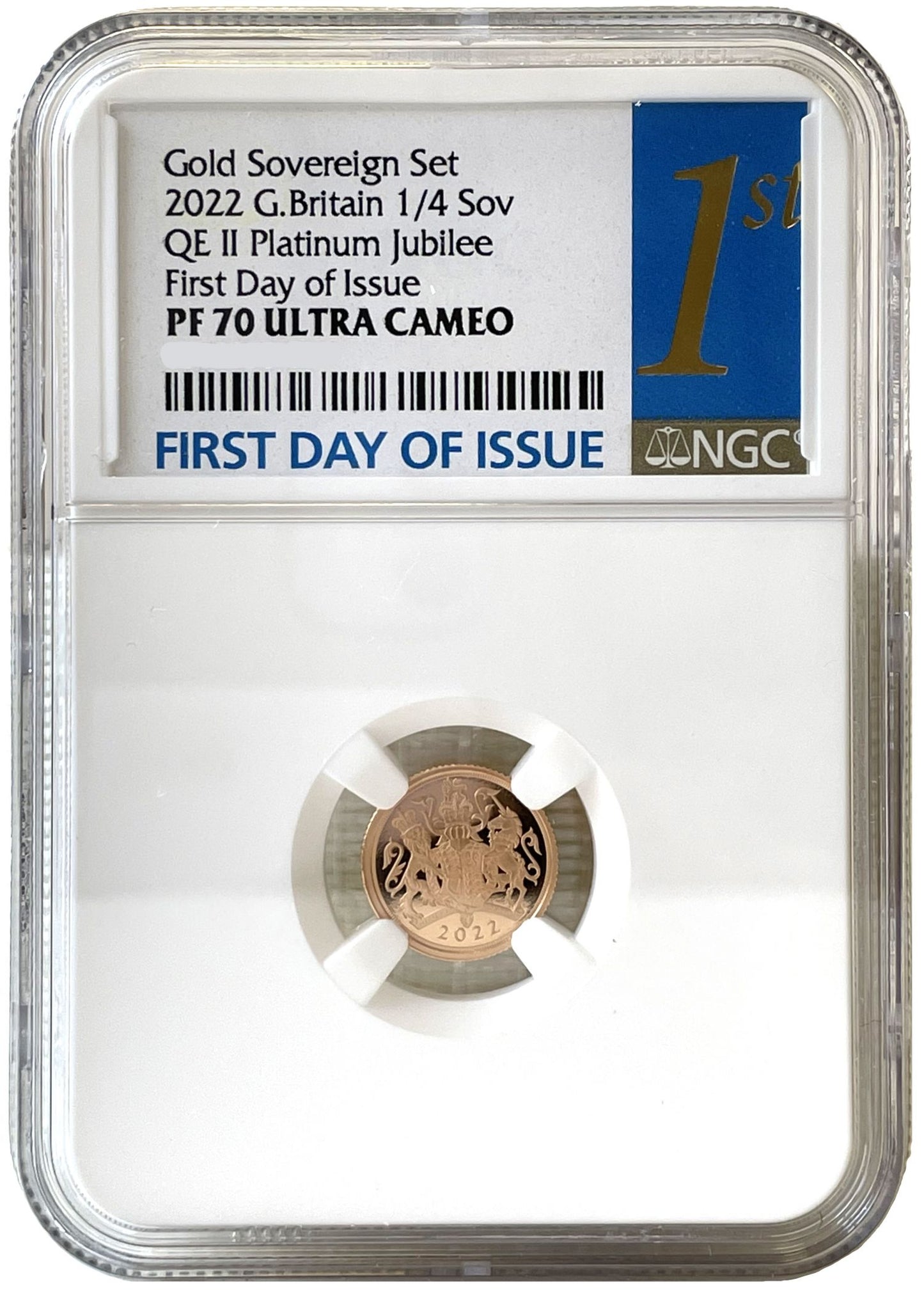 * QEII 2022 PF70UC FDI Quarter-Sovereign, one year type