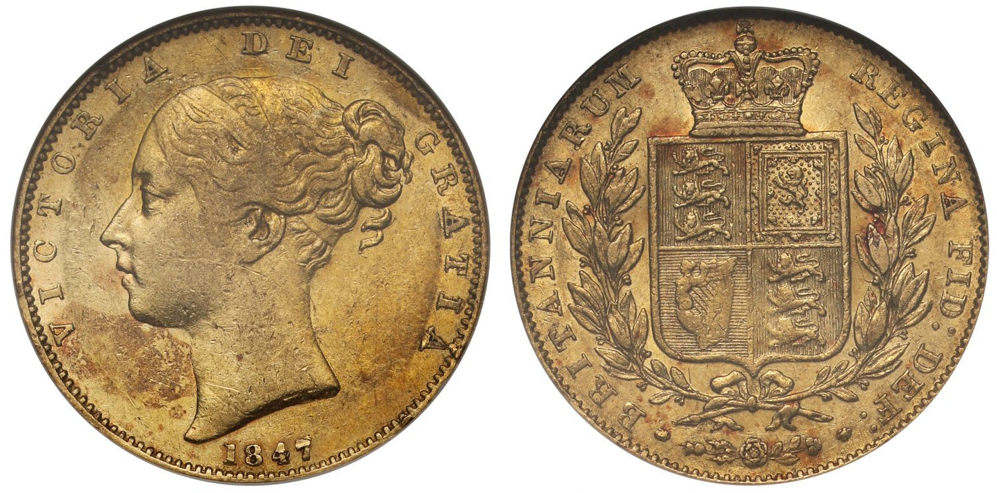 Victoria 1847 Sovereign AU50, ex RMS Douro Shipwreck