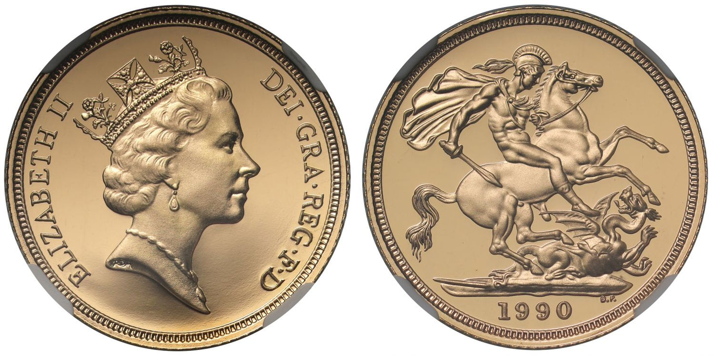 Elizabeth II 1990 proof Sovereign PF69 UCAM