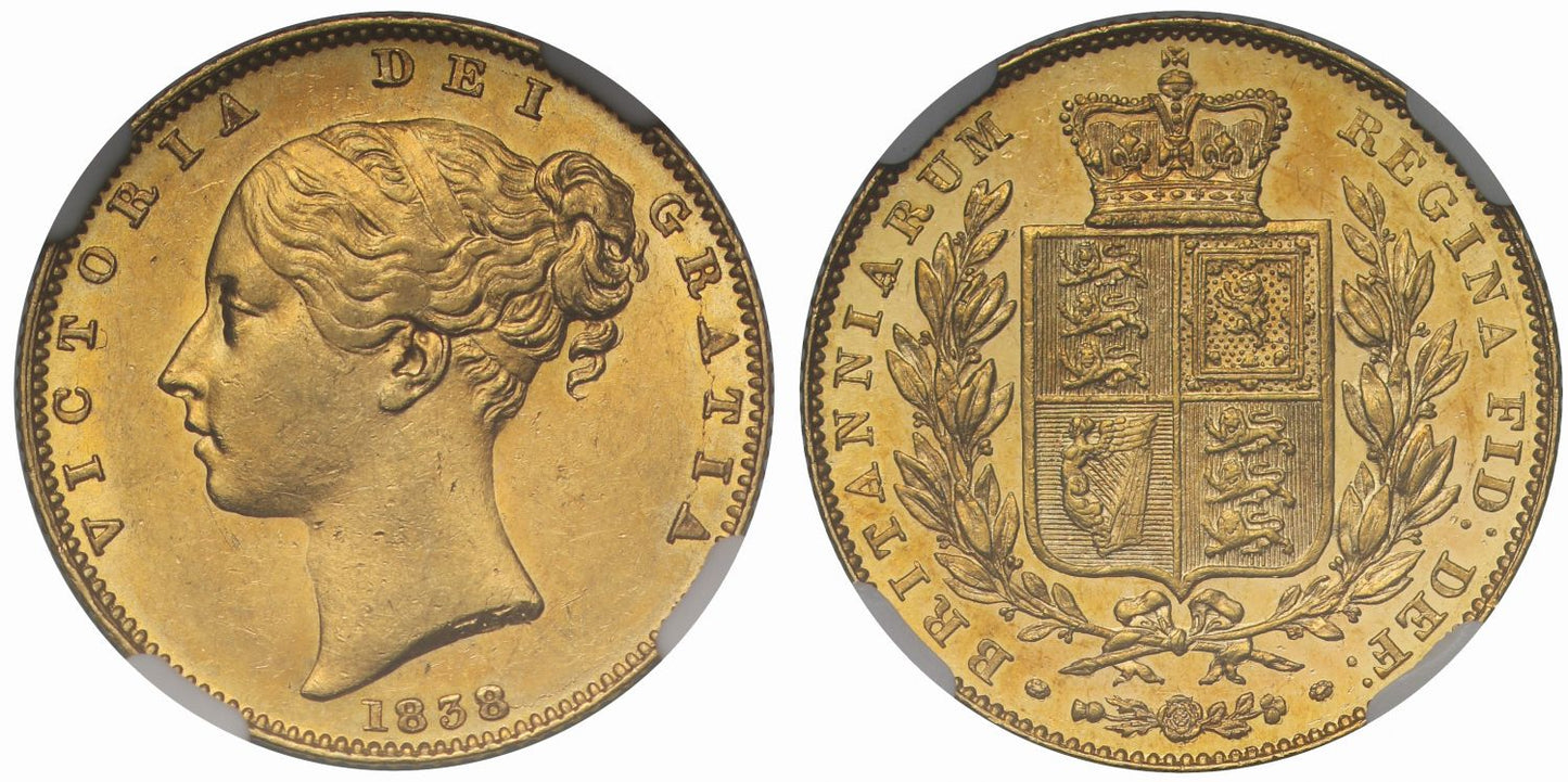Victoria 1838 Sovereign MS61, first year for Victorian sovereign