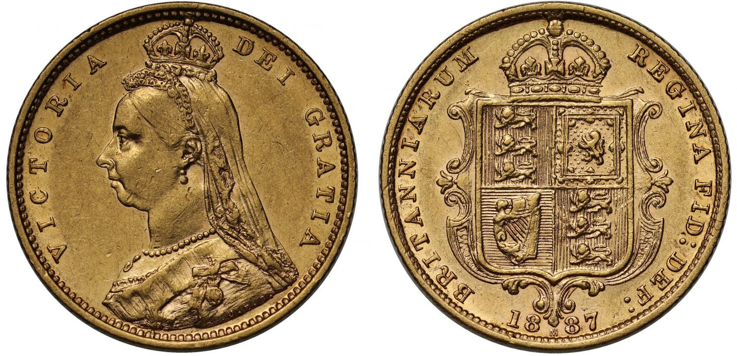 Victoria 1887-M Half-Sovereign, Melbourne mint, DISH M502 AU53