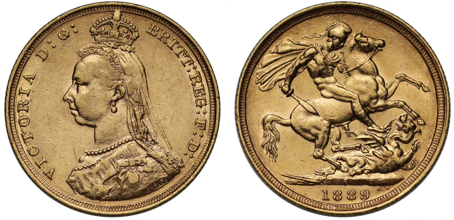 Victoria 1889-S Sovereign, Sydney mint, first legend, DISH S11 R3