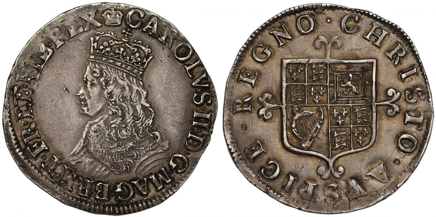 Charles II Shilling first issue, engraved by Thomas Simon