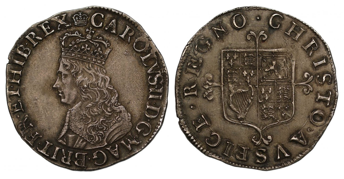 Charles II Shilling first hammered issue, no mark of value, mm. Crown