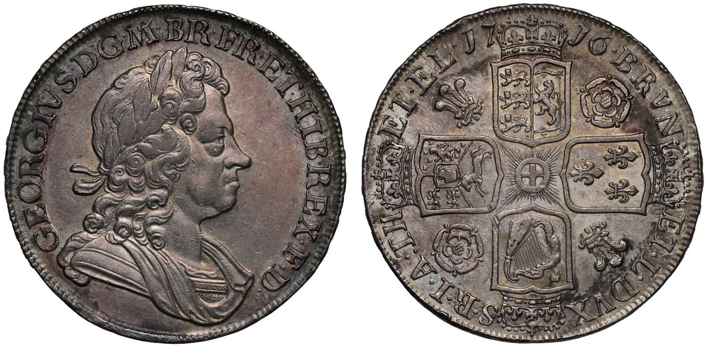 George I 1716 Crown, roses and plumes