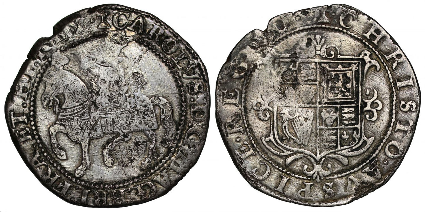 Charles I Halfcrown Tower Mint lightweight issue, mm cross calvary