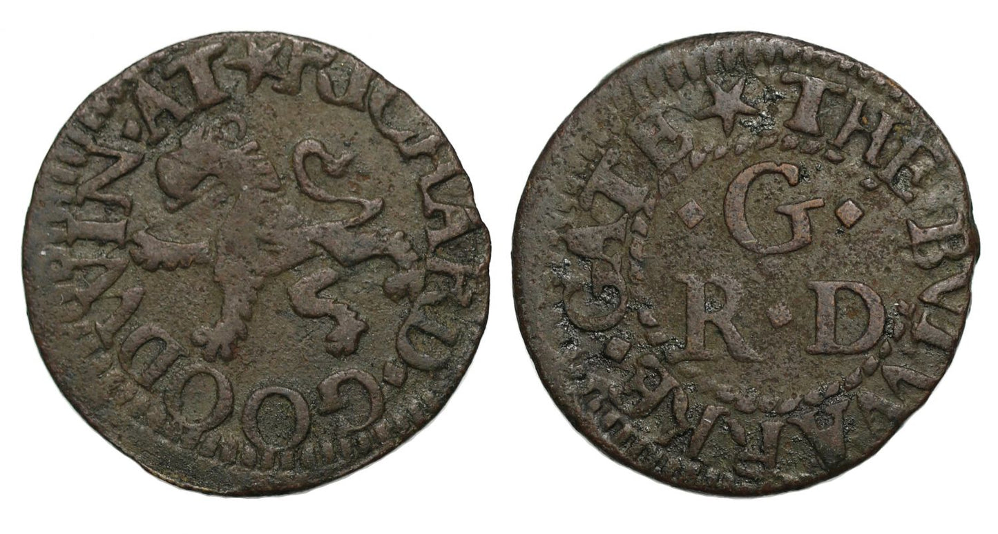 London 17th century Token Bulwark Gate Tower Hill, Richard Goodwin the Lion