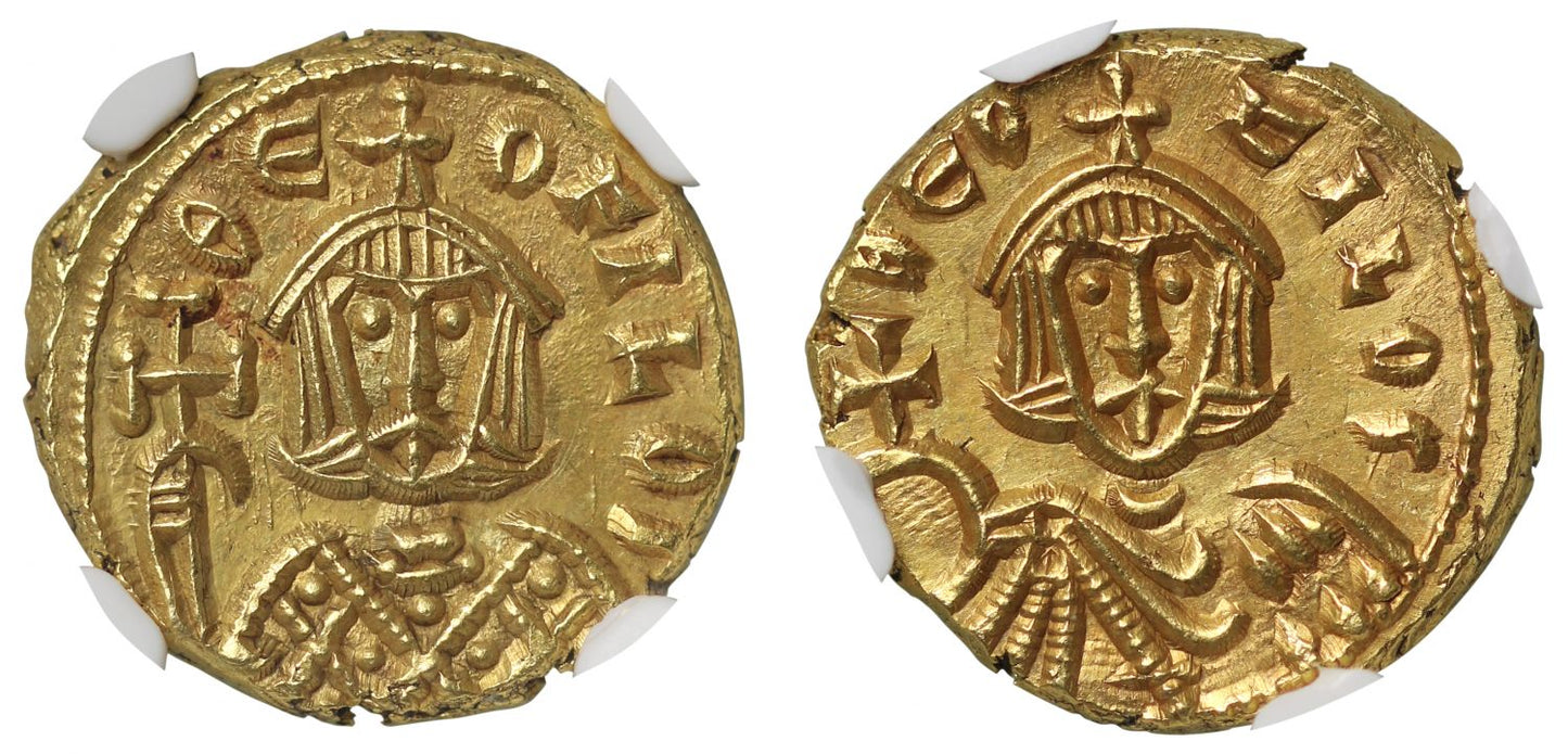 Theophilus, Gold Solidus, Syracuse, MS 5/5, 4/5.