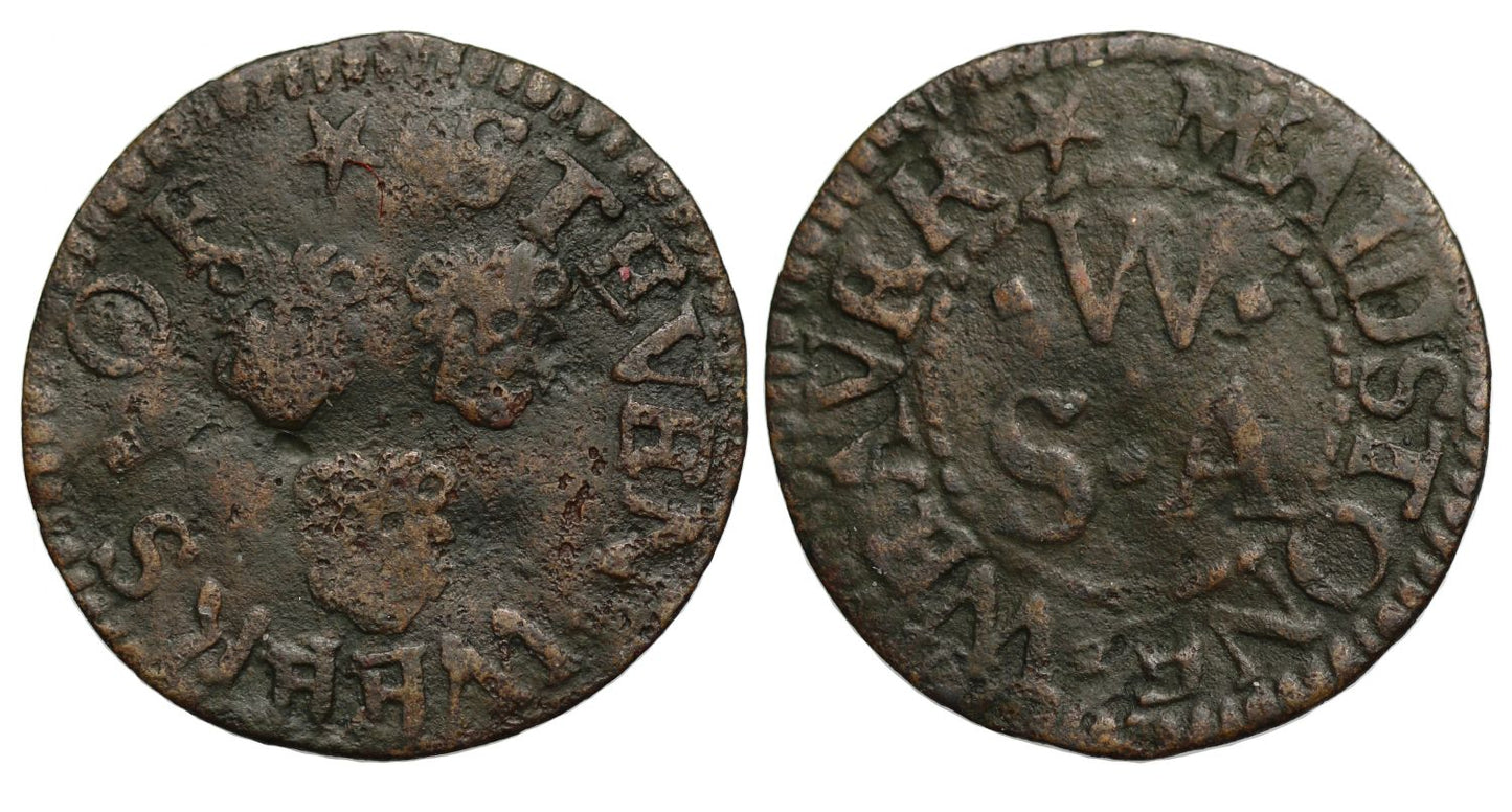 17th Century Kent Farthing Maidstone Steven Weeks, Weavers Arms