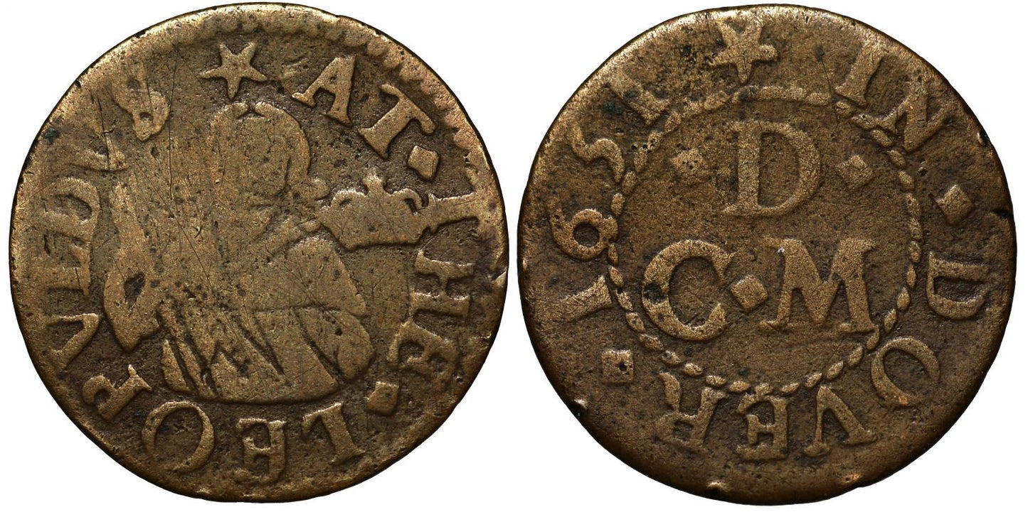 17th Century Kent Farthing, Dover, C.D. at the Leopold, 1651, ex Norweb