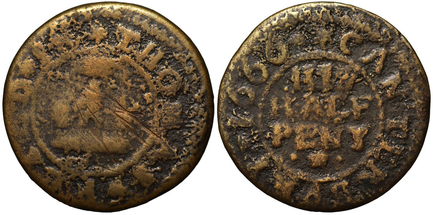 17th Century Kent Halfpenny, Canterbury, Thomas Field, 1666, Saracen's head
