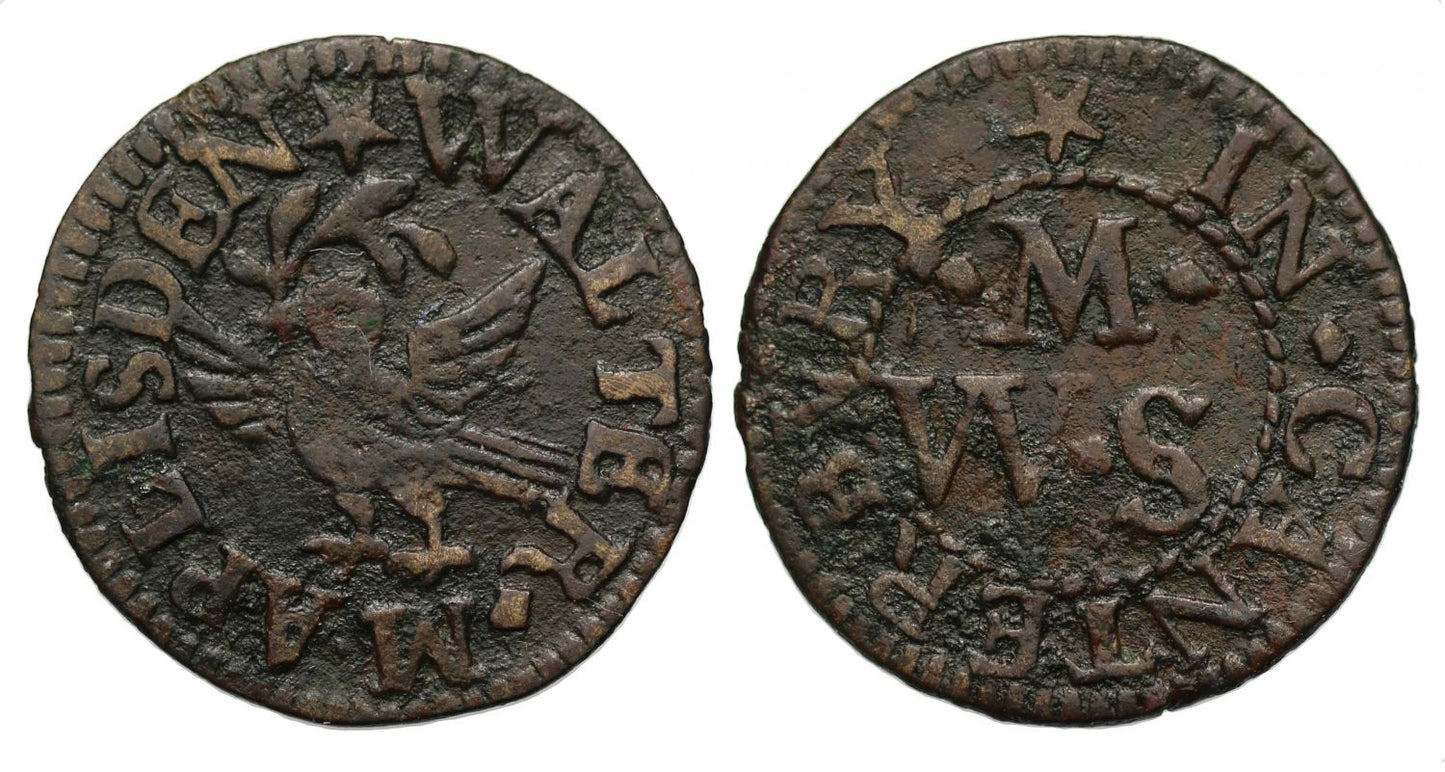 17th Century Kent Farthing, Canterbury, Walter Maplisden, dove and branch