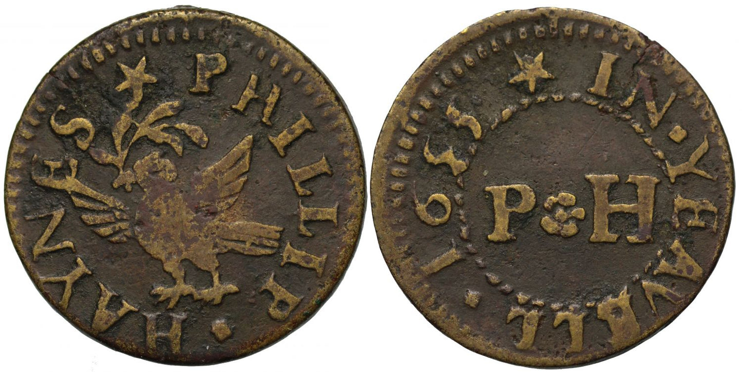 Somerset Yeovil Philip Haynes Farthing 1655, dove with olive branch