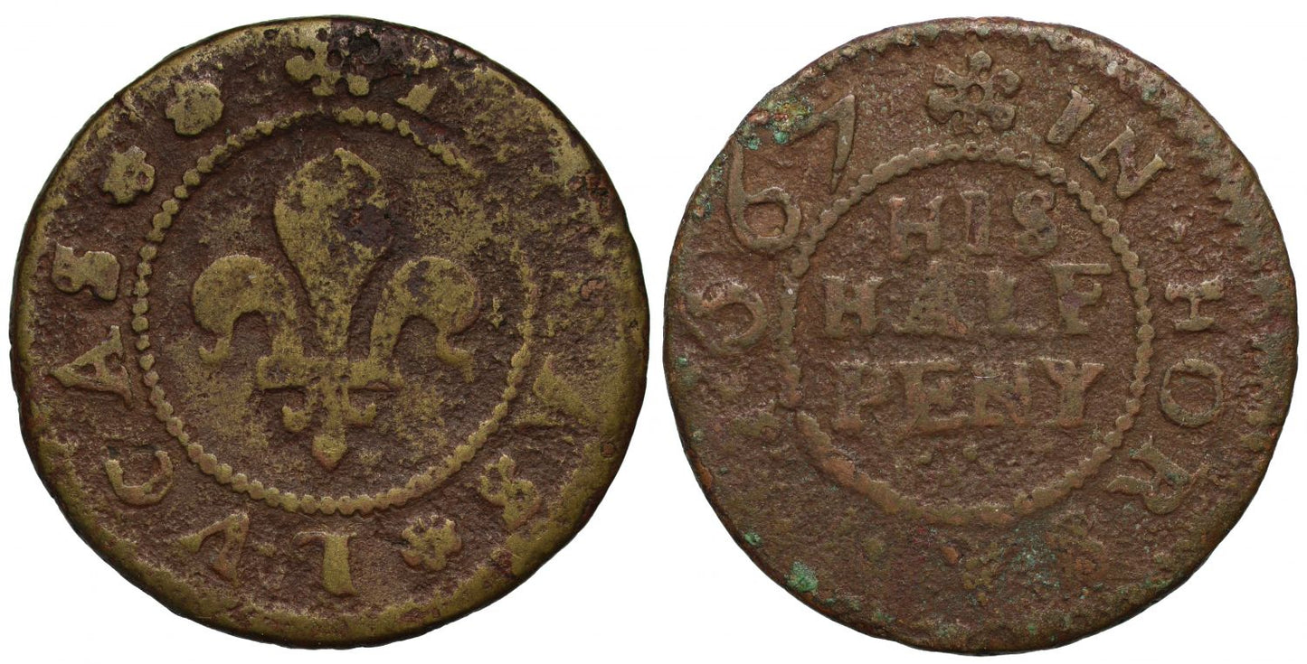 Sussex Horsham Thomas Lucas Halfpenny 1667, fleur de lis