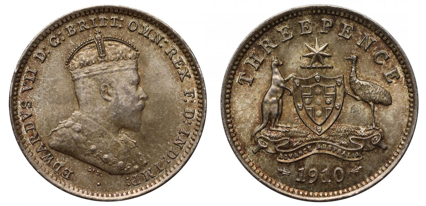 Australia, Edward VII, Threepence, 1910.