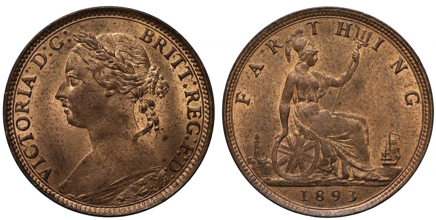 Victoria 1893 Farthing, bun head issue