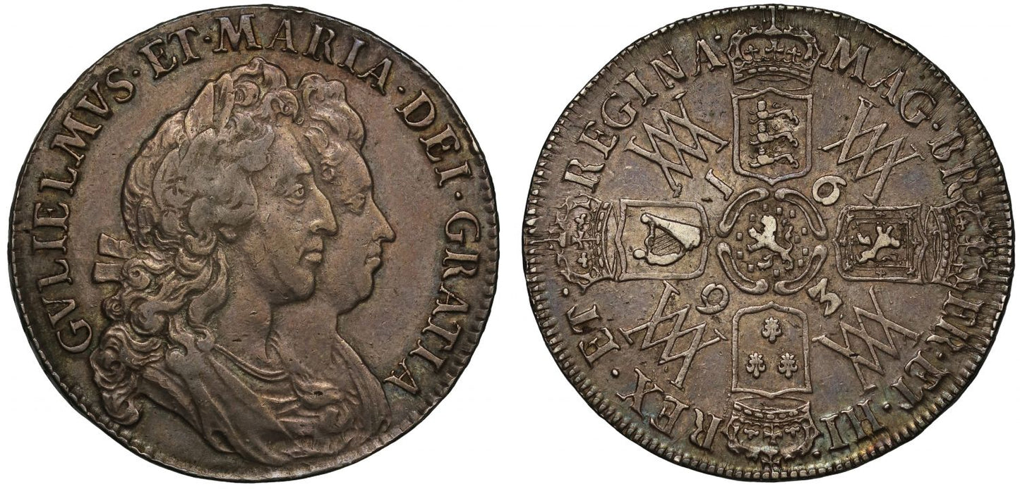 William and Mary 1693 Halfcrown, conjoined busts right