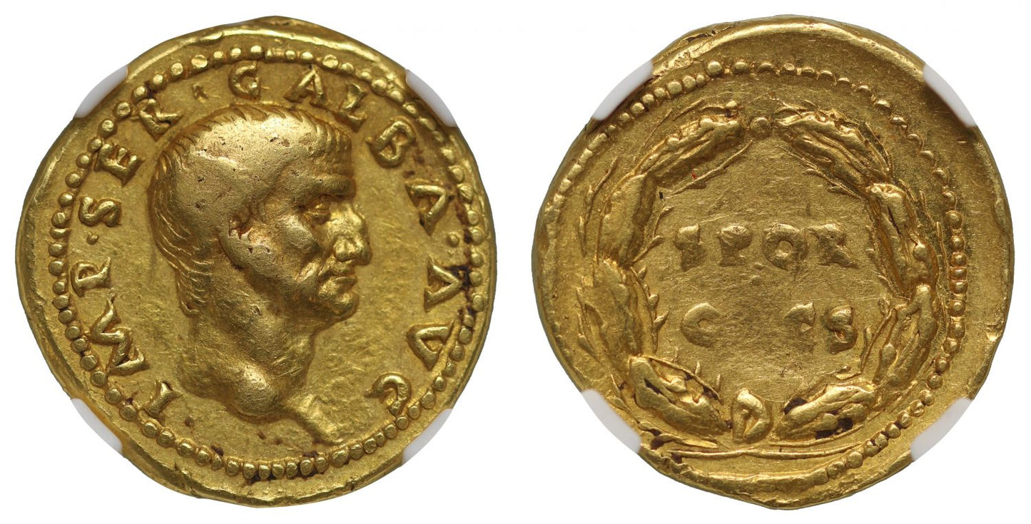 Galba, gold Aureus, Ch VF 4/5, 4/5, Fine Style.