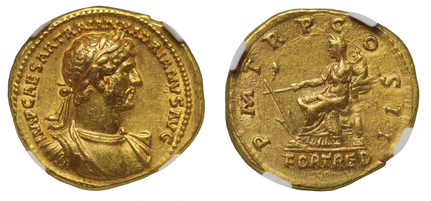 Hadrian, gold Aureus, AU* 5/5, 4/5, Fine Style.