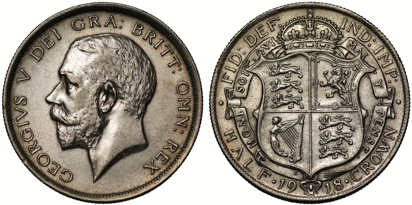 George V 1918 Halfcrown, final year of World War I