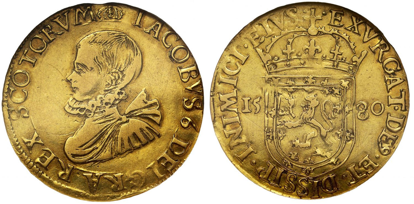 Scotland, James VI 1580 gold Ducat of 80 Shillings, Renaissance style portrait