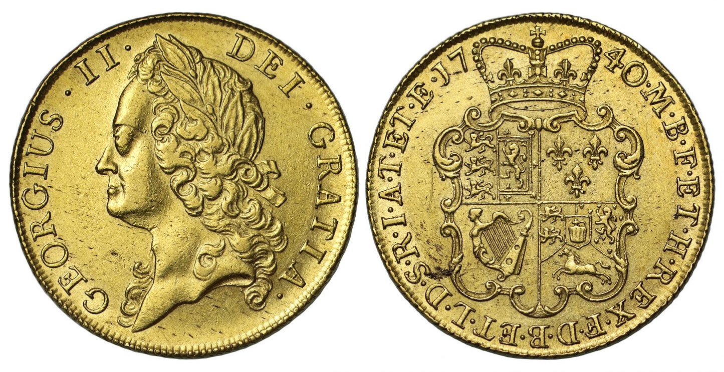George II 1740 Two-Guineas 40 over 39, intermediate type head