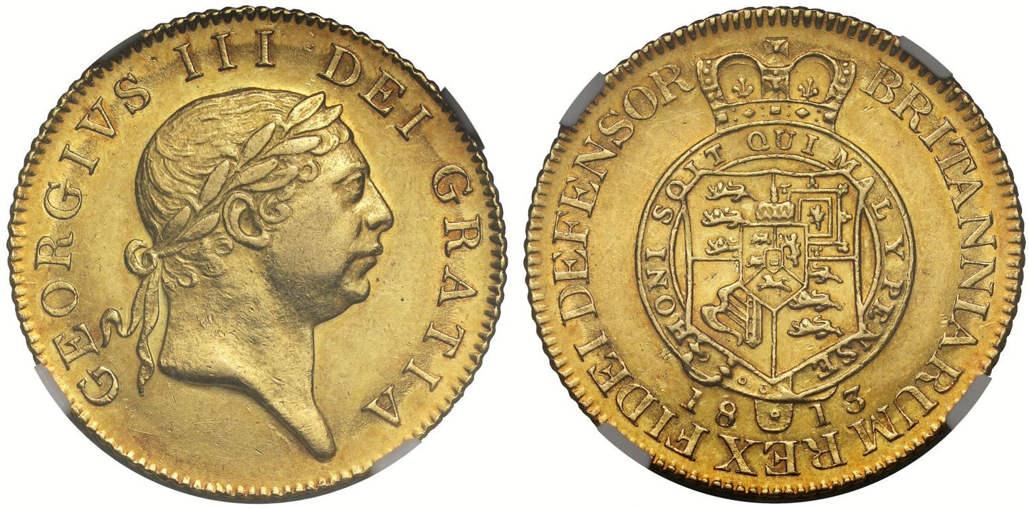 George III 1813 "Military" Guinea, final date of denomination, NGC AU58