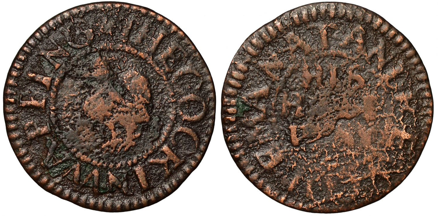 17th Century London Token, Wapping, Andrew Coleman, Halfpenny, Cockerel