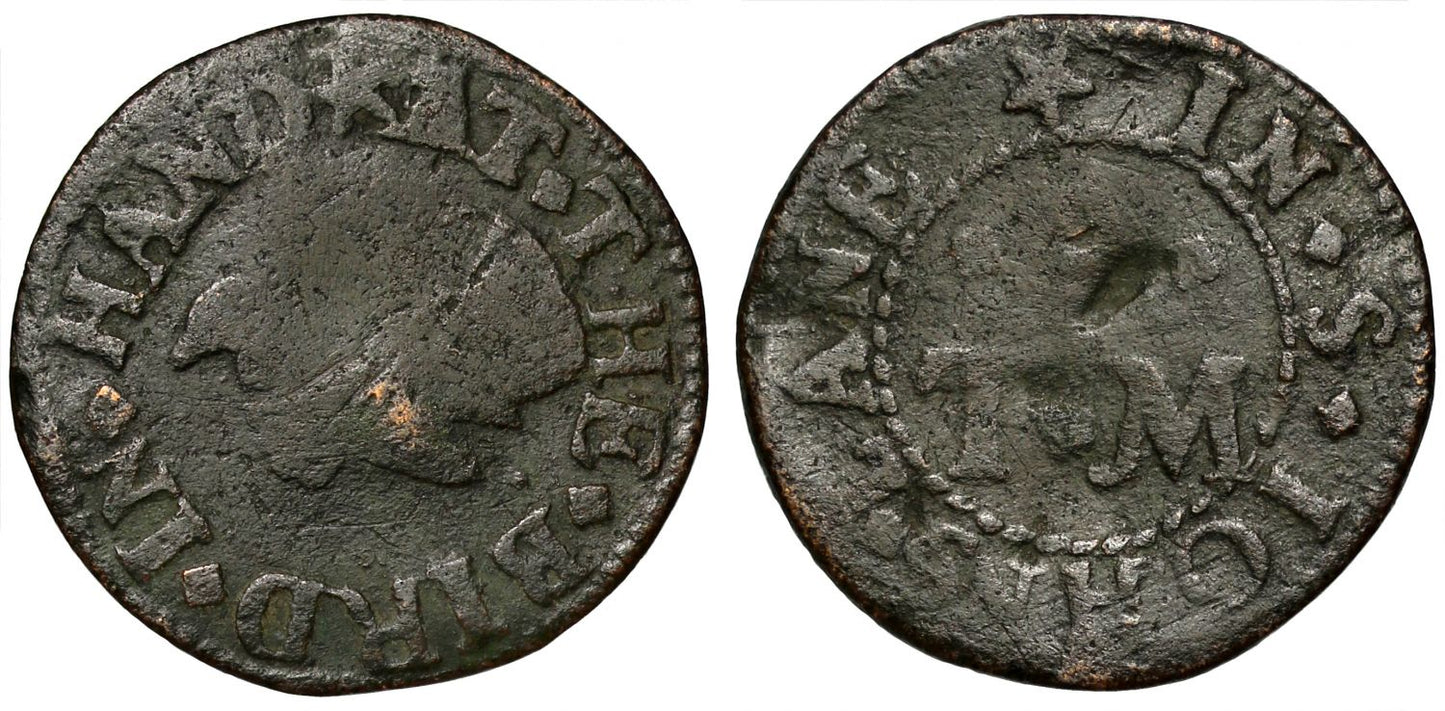 17th Century London Token, Clerkenwell, St Johns Lane, the bird in hand Farthing
