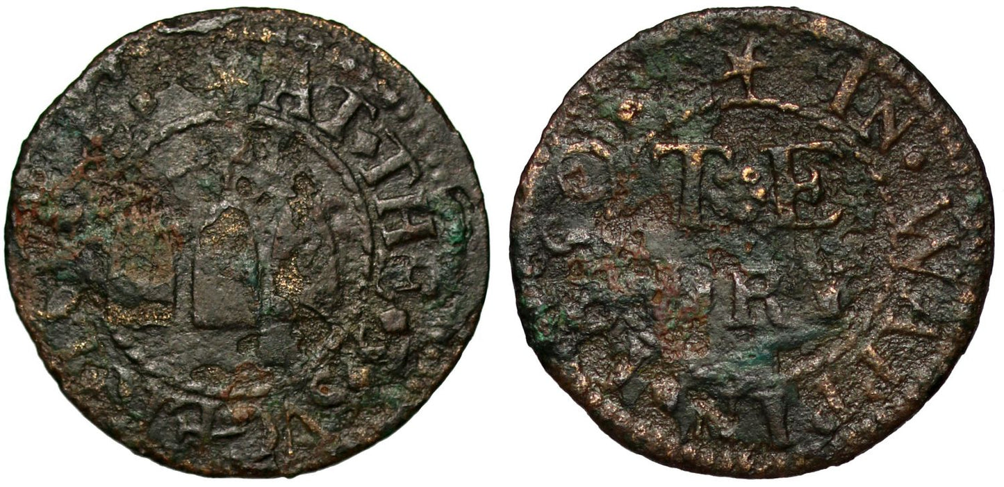 17th Century Token London, Wapping, T Dry, Farthing, 1650, 3 sugar loaves