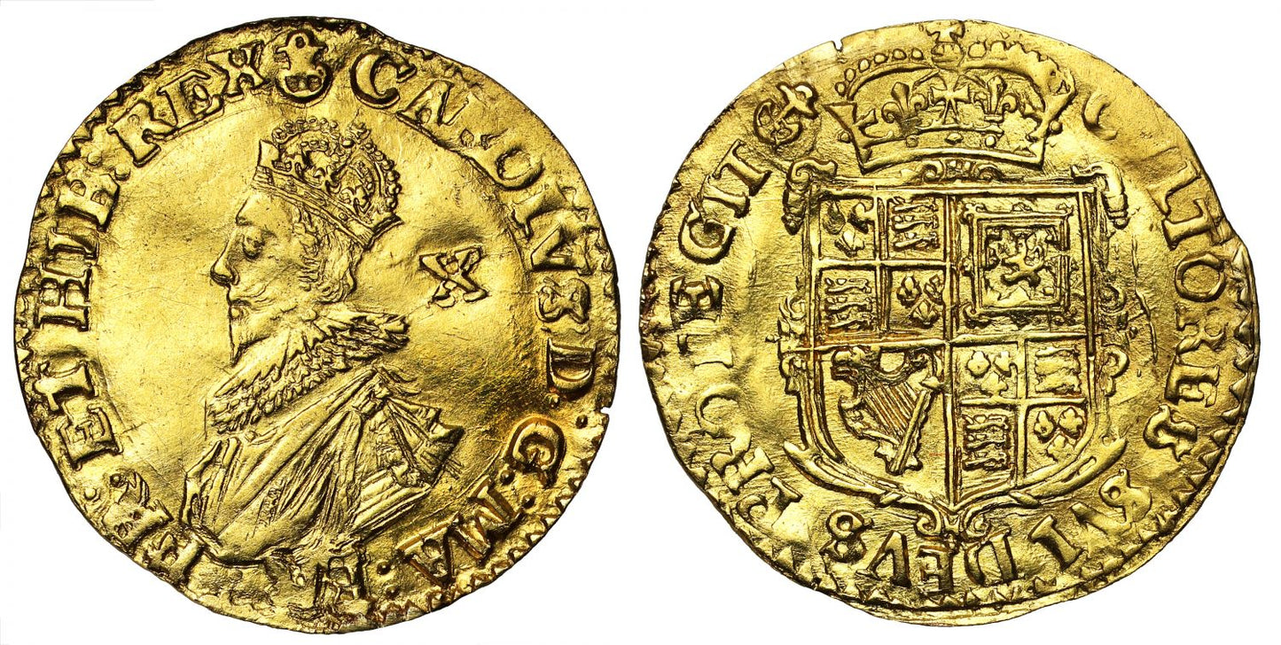 Charles I gold Double-Crown of Ten Shillings, Tower Mint mm anchor