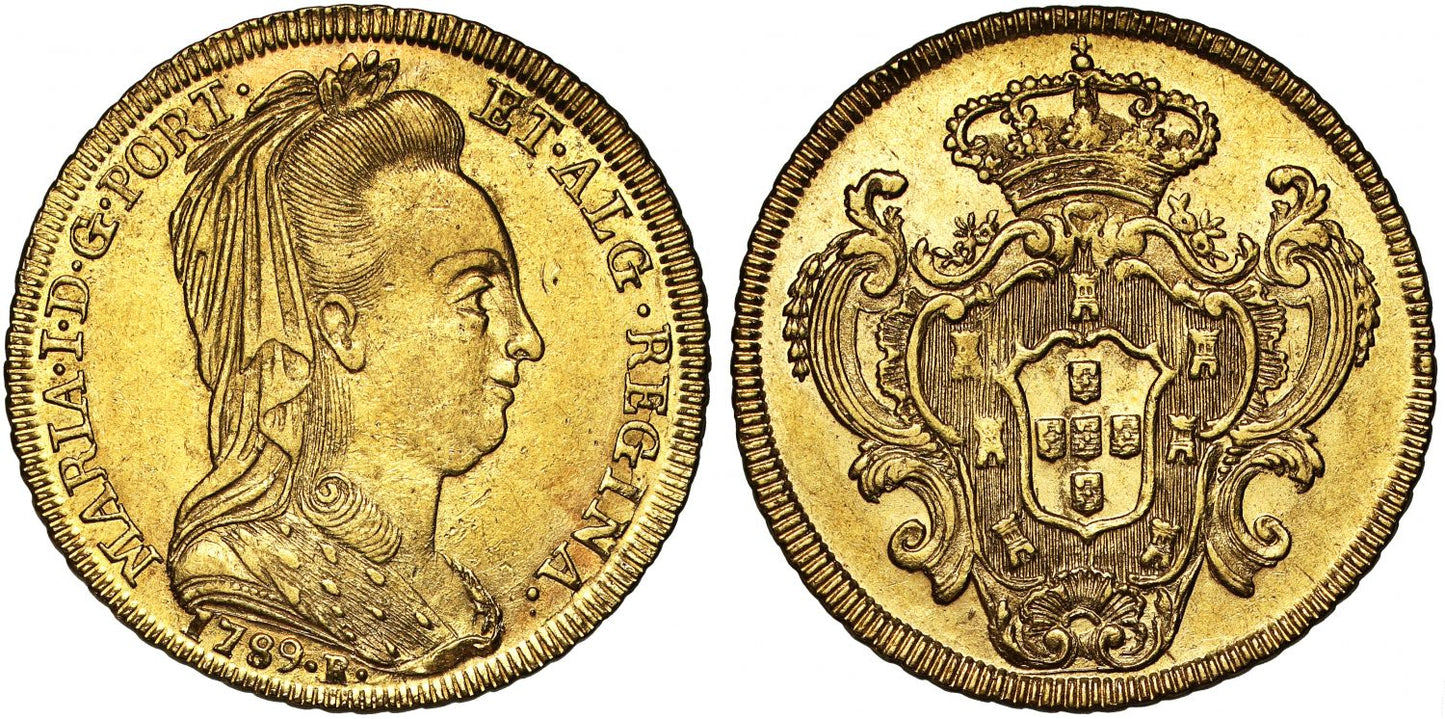 Brazil, María I 1789 Peça of 6,400 Reis, Ex Douro Cargo shipwreck auction