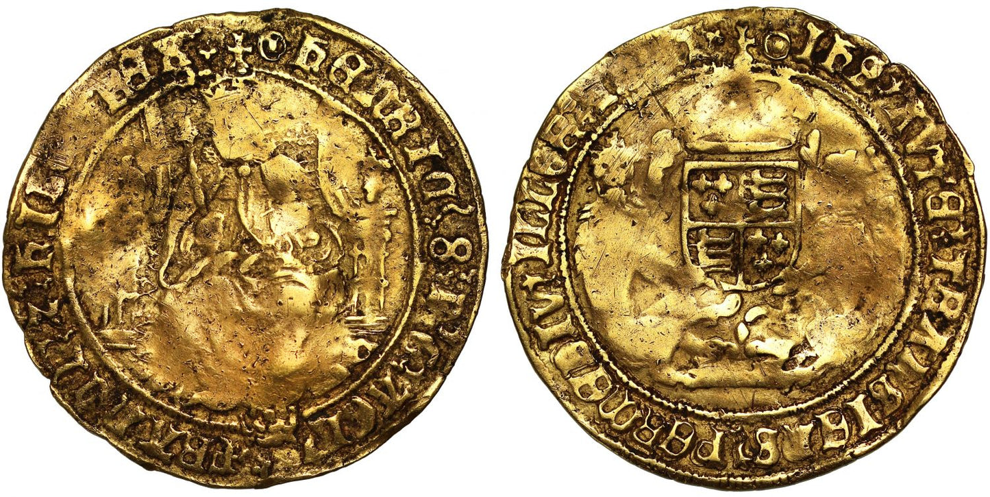 Henry VIII debased issue Half-Sovereign, mm pellet in annulet, Tower Mint