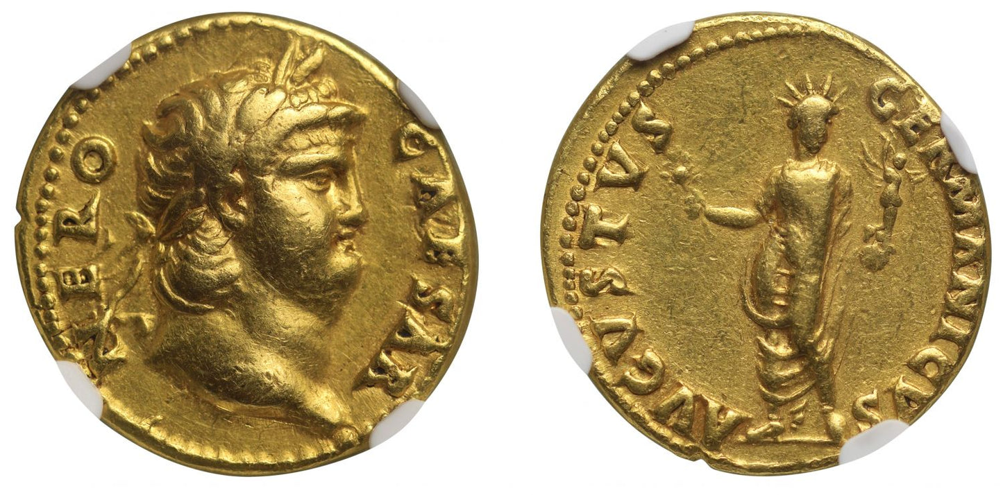 Nero, Aureus, Colossus of Nero, VF 5/5, 3/5.