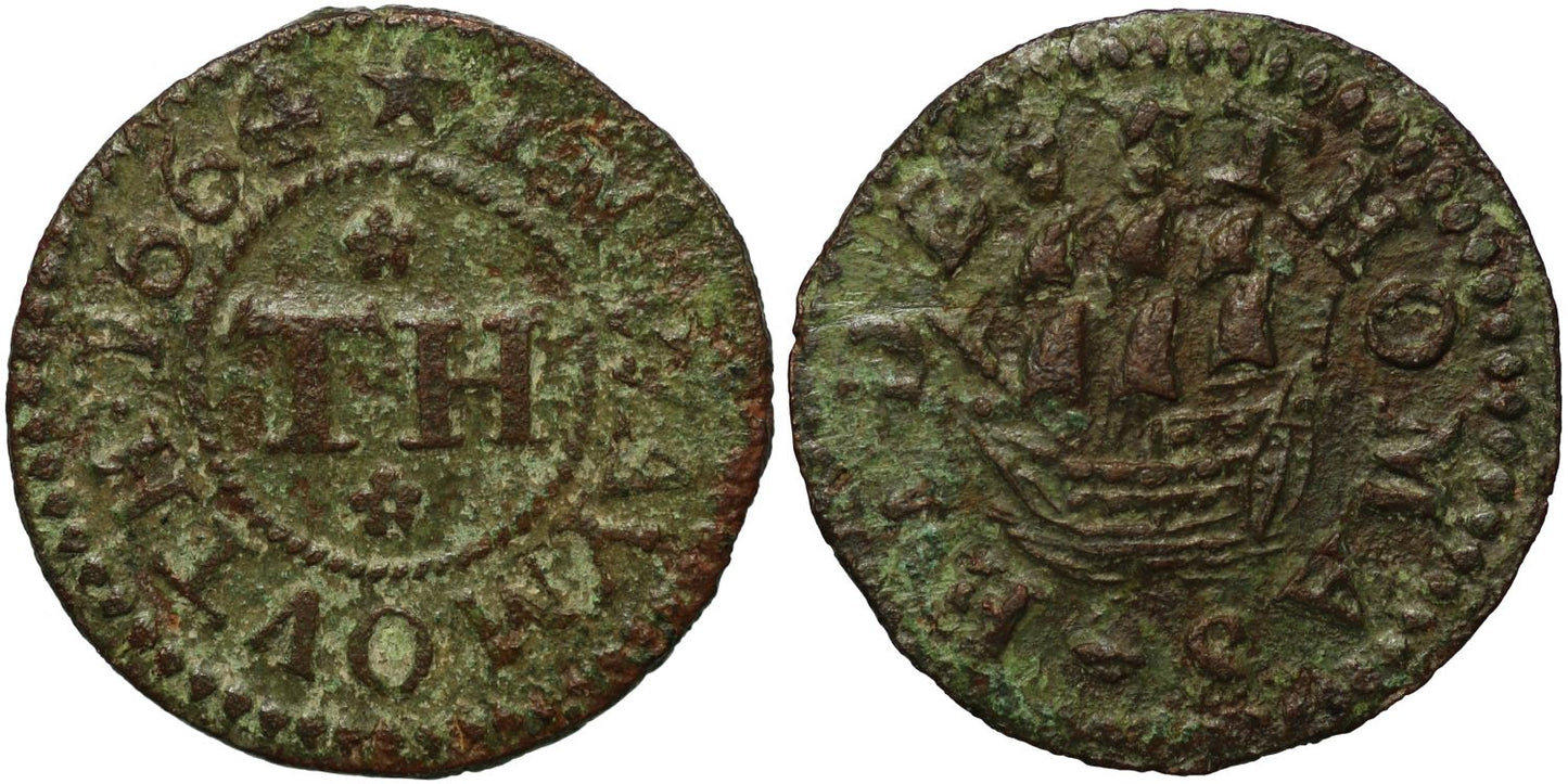 Dorset 17th century Farthing, Weymouth, Thomas Hide, ship