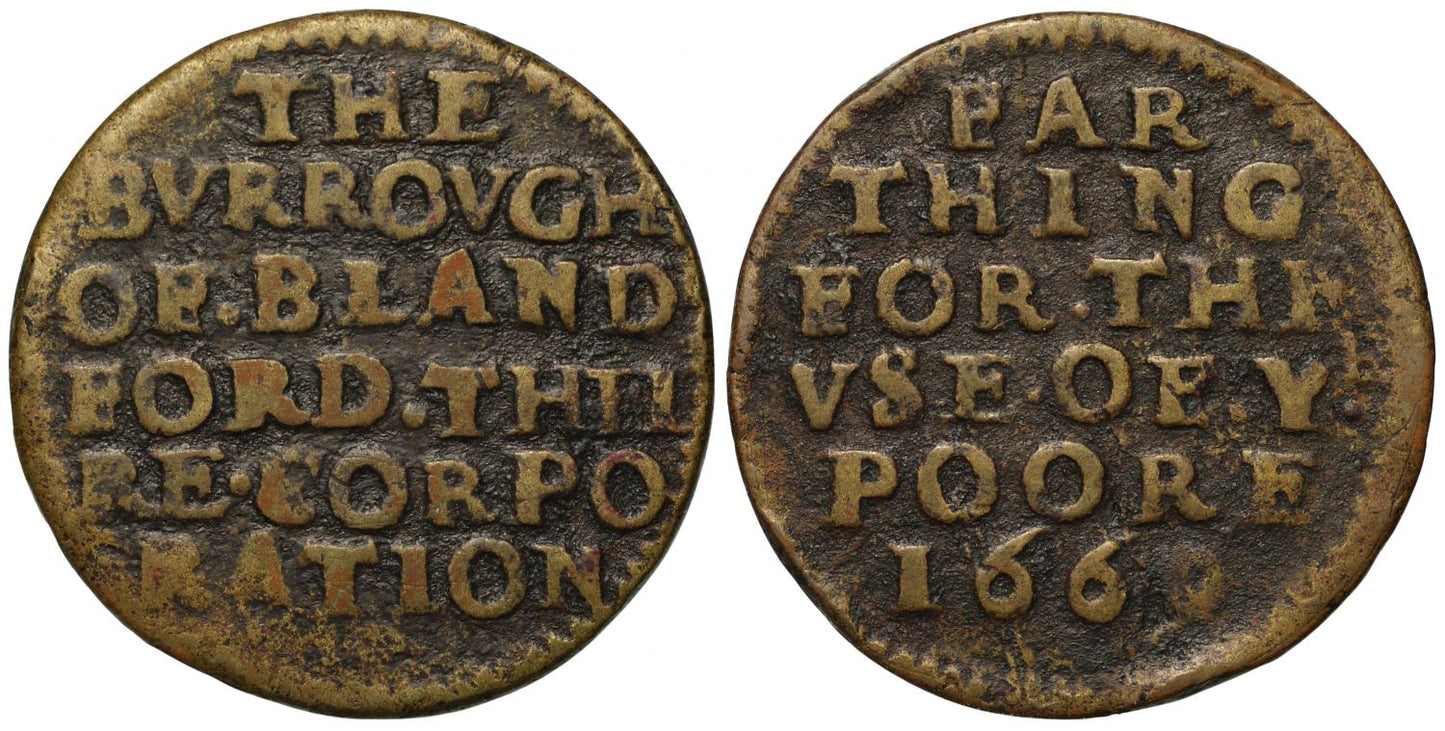 Dorset 17th century Token, Blandford Forum Farthing 1669