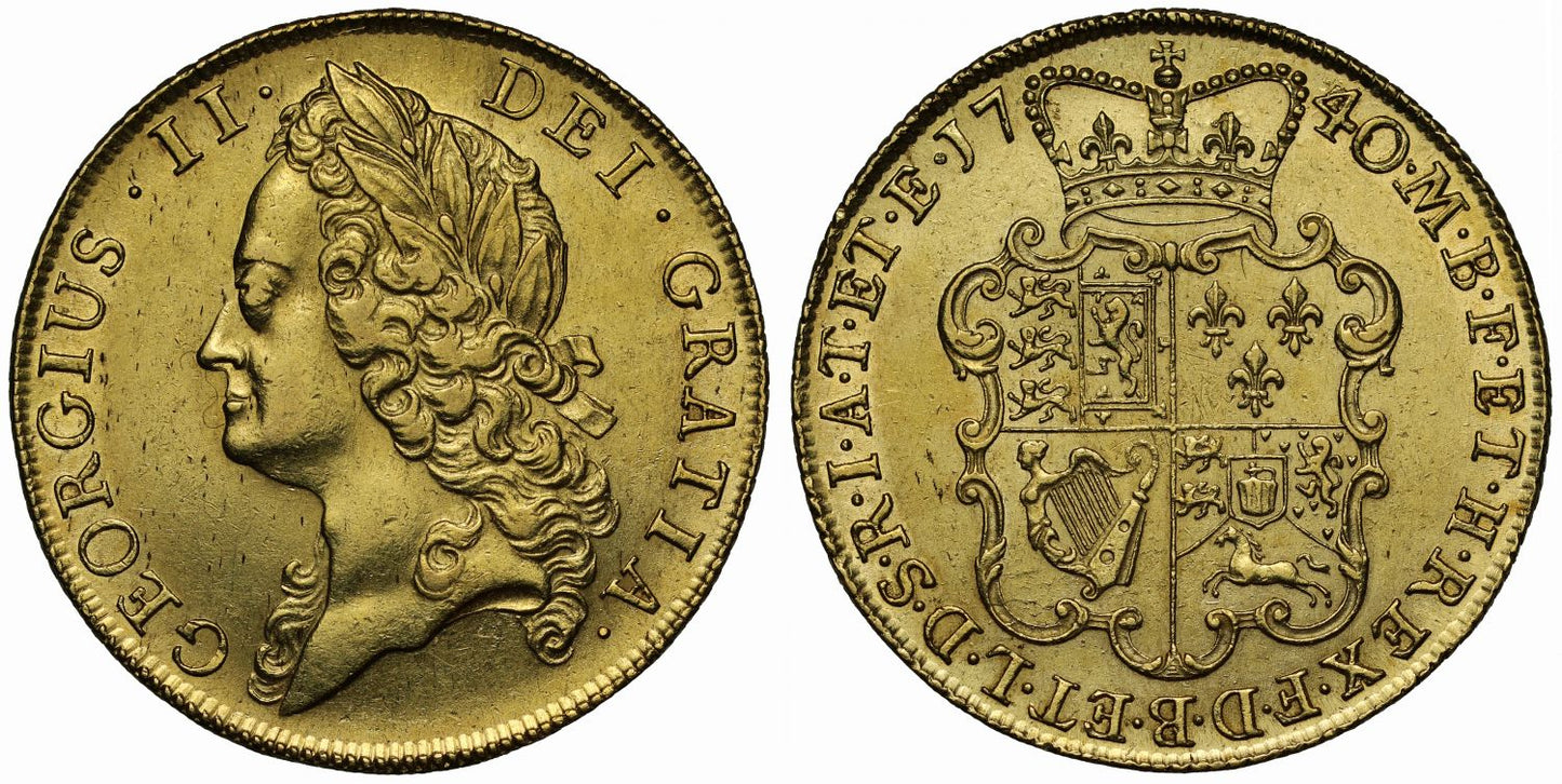George II 1740 Two-Guineas, 40 over 39, intermediate head