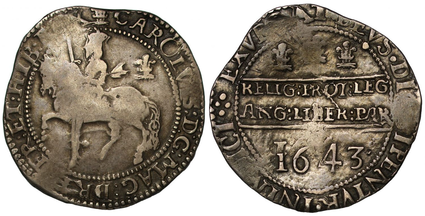 Charles I 1643 Halfcrown, Oxford, unrecorded die combination in Bull