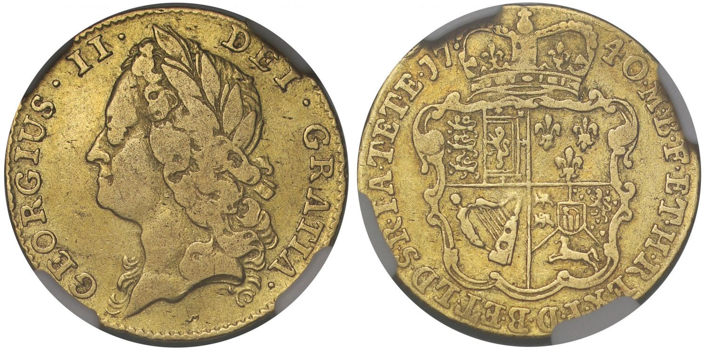 George II 1740 Half-Guinea, intermediate head, extremely rare date VF DETAILS