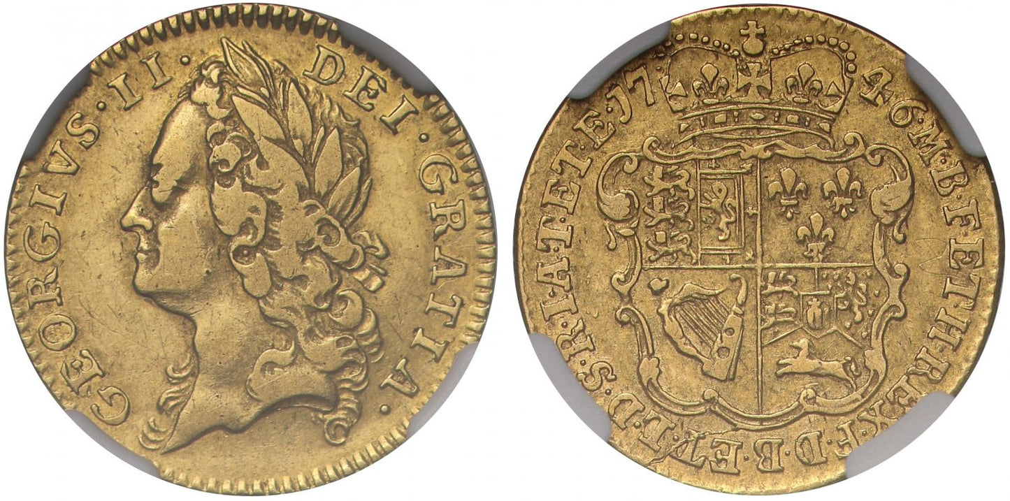 George II 1746 Half-Guinea, intermediate head XF DETAILS