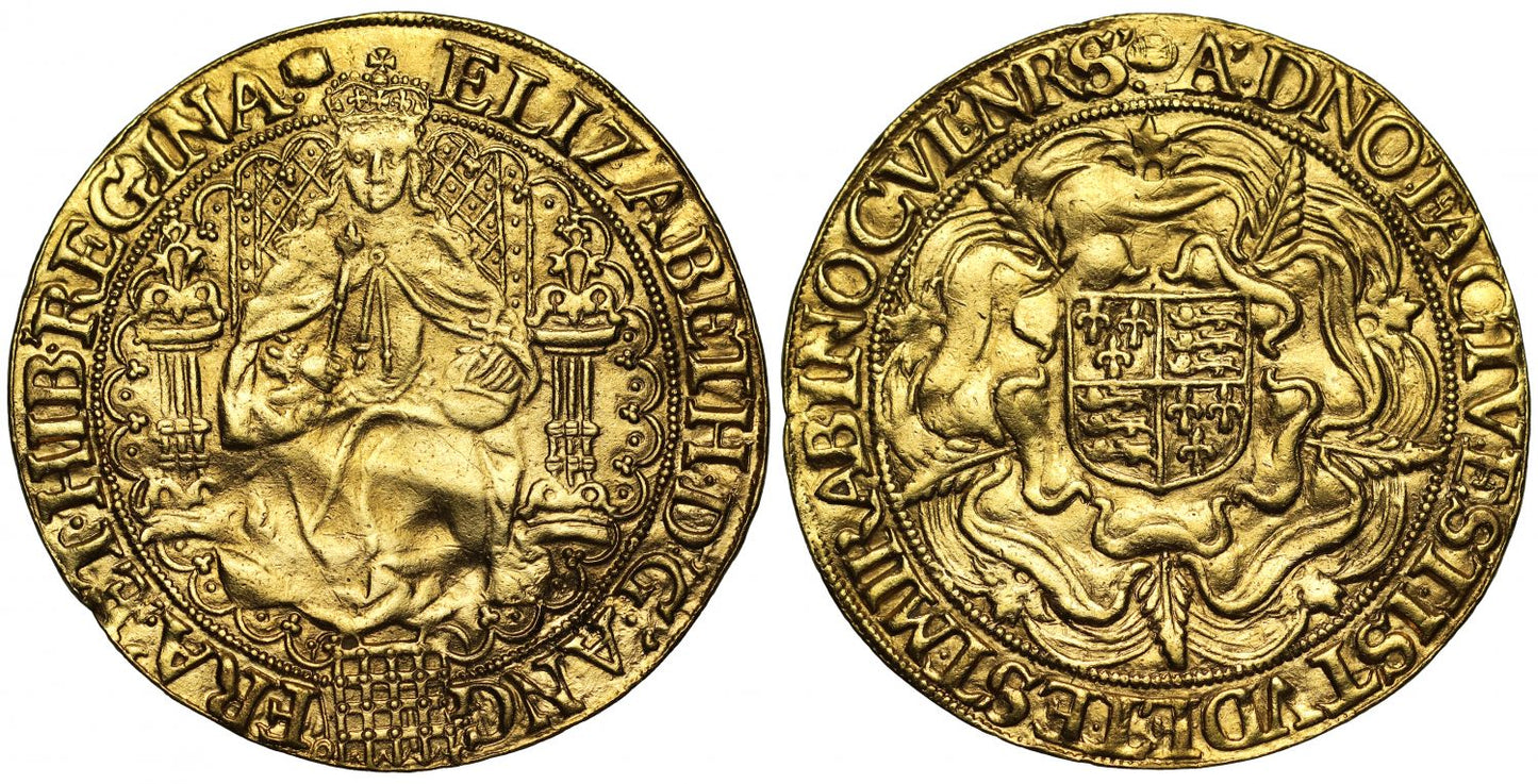 Elizabeth I fine gold Sovereign, mint mark tun (1592-95)