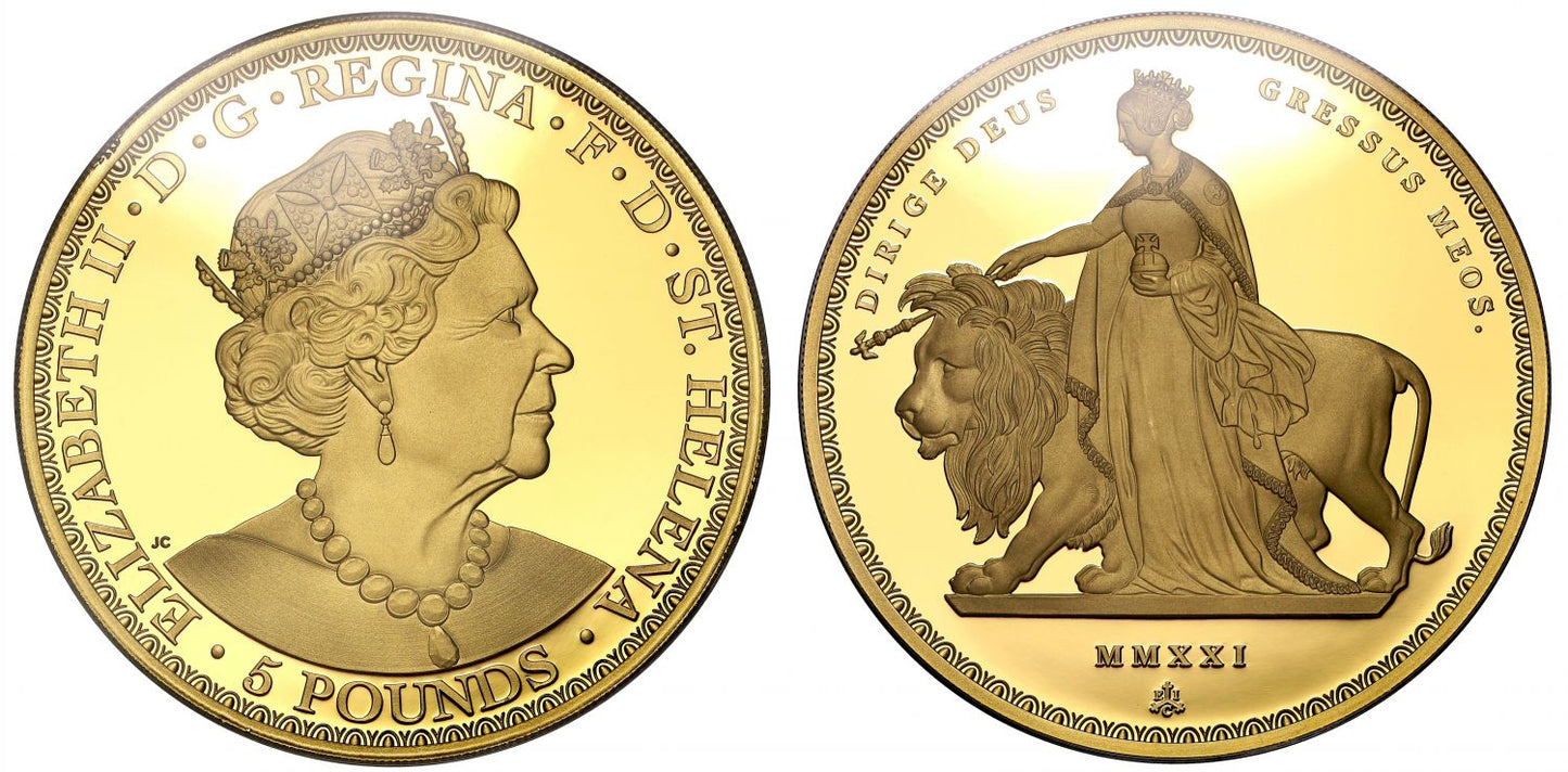 QEII 2021 EIC gold proof 5oz Una & Lion