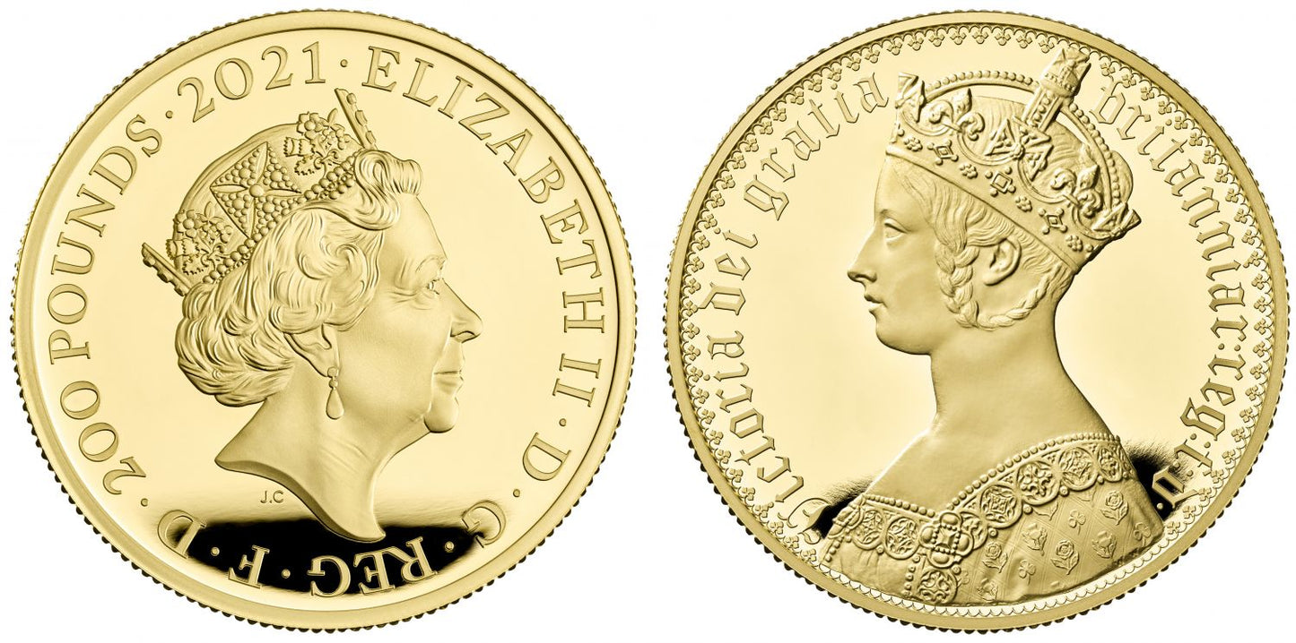 *Elizabeth II 2021 gold PF70 FDI 2oz Gothic Portrait